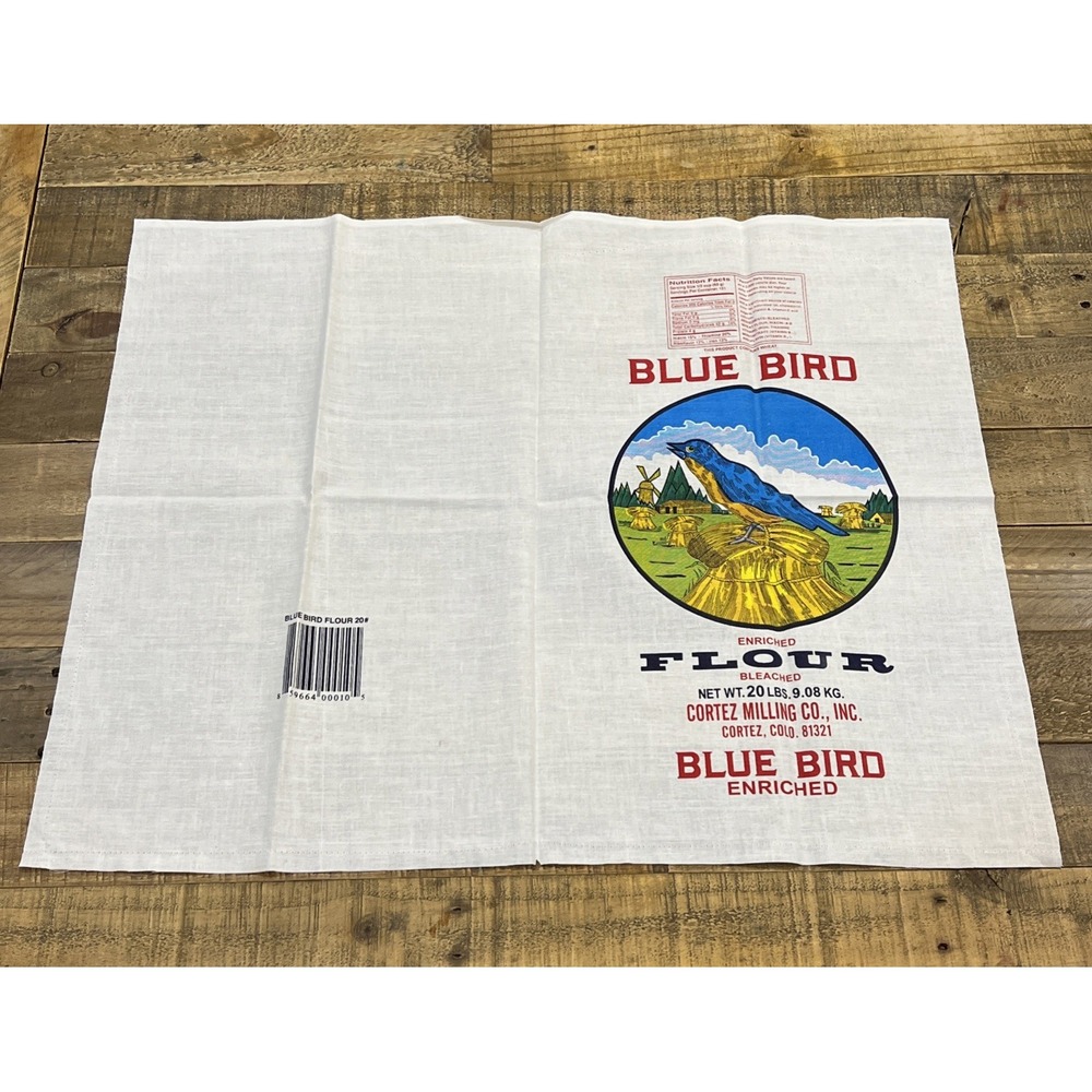 Blue Bird Flour Sack, Cortez Milling, Cortez, Colorado 20 LBS Empty Read Descrip